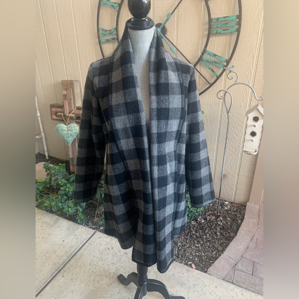 Black and gray plaid wool jacket